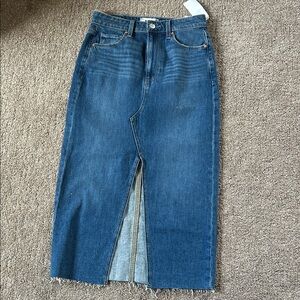 PAIGE Blue Denim Midi Skirt